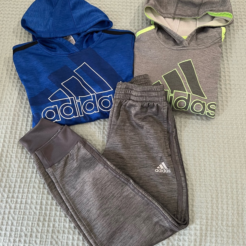 Adidas Boys Bundle 2 Hoodies + Joggers – Size M (10/12)